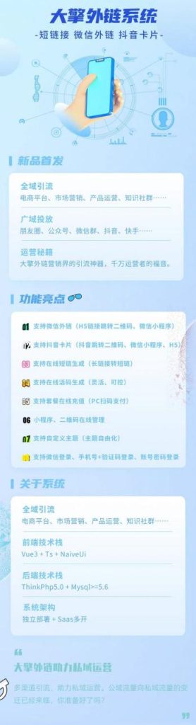 图片[3]-智慧外链引流系统独立版源码SAAS账号支持微信、抖音等平台跳转到微信小程序-精品源码资源网-网站源码,小程序源码,公众号模块,APP源码